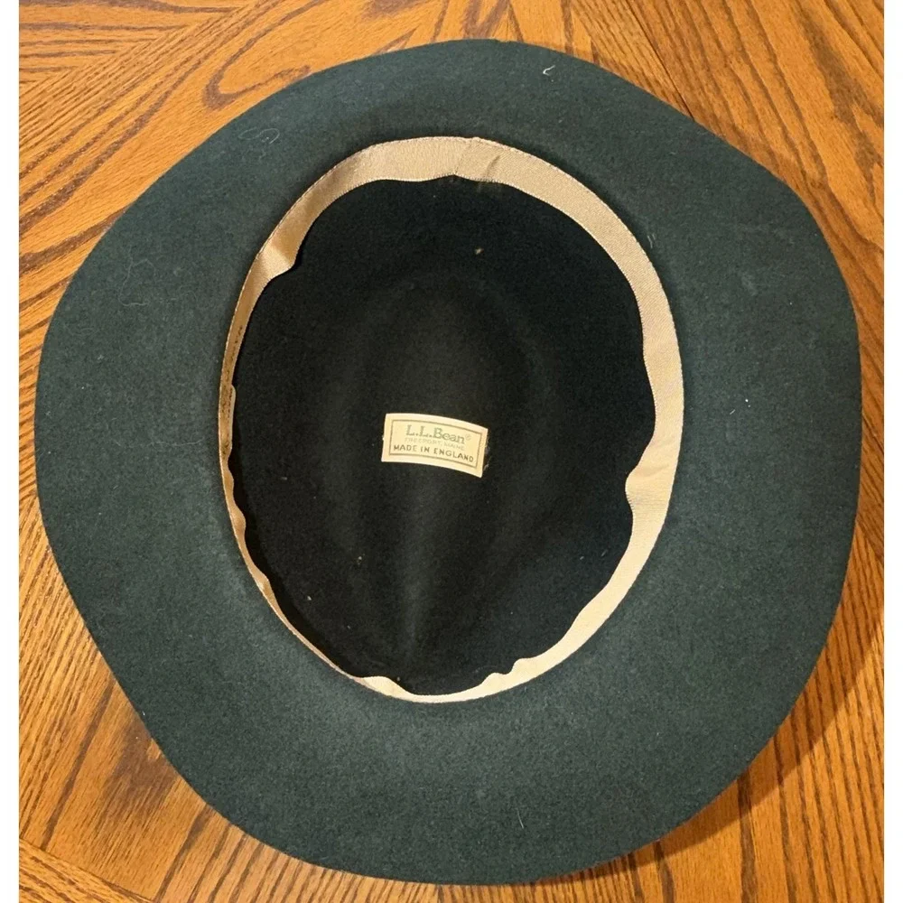 Vintage L.L. Bean Hat Men's Medium Green Fedora Wool With Ribbon Made in England